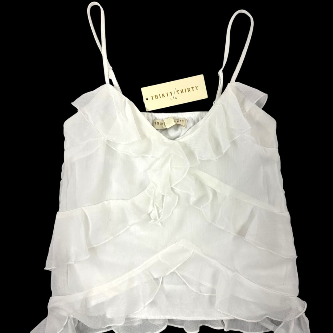 Fairycore Thirty/Thirty Ruffled Spaghetti Strap Blouse