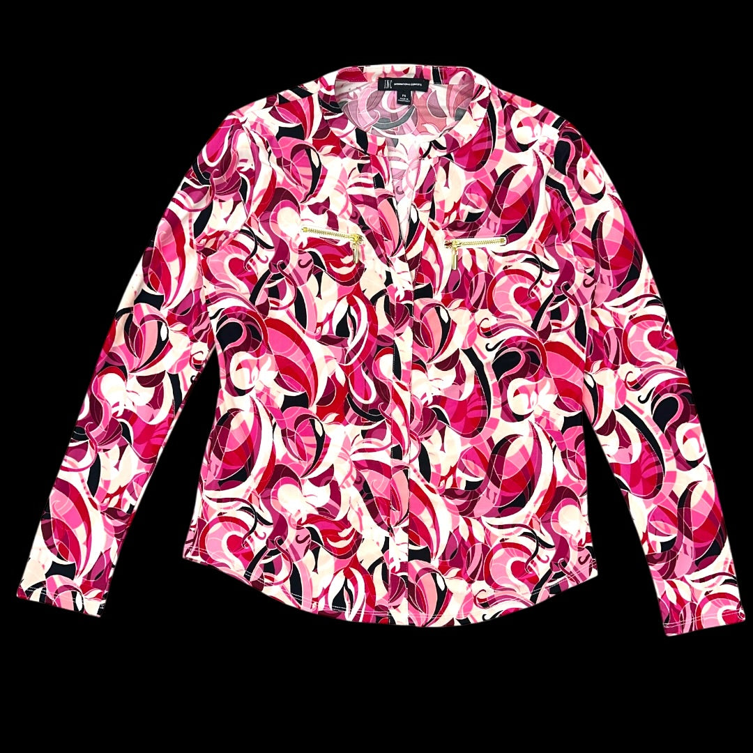 INC International Concepts Printed Zip Pocket Top