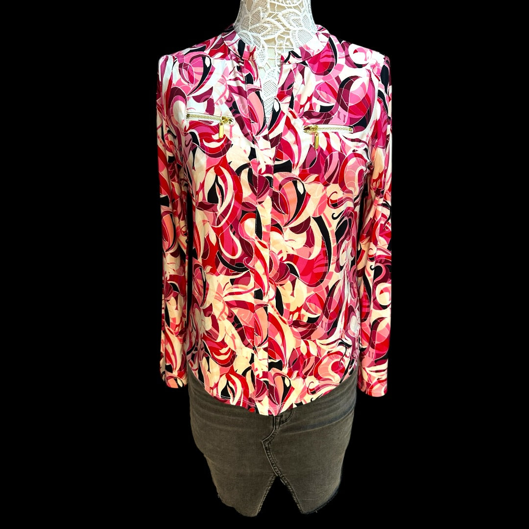 INC International Concepts Printed Zip Pocket Top