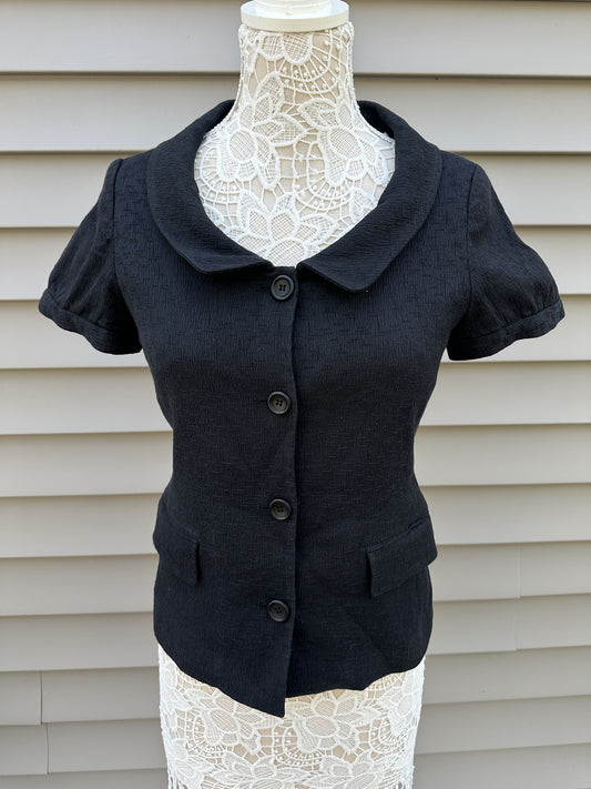 Theory Black Short Sleeve Blazer Jacket Classic Office Lady