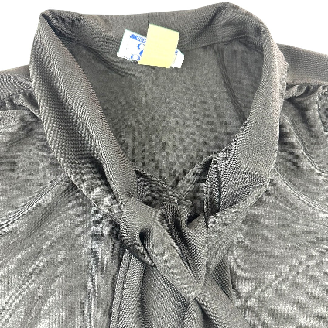 Vintage Ship 'n Shore Black Blouse With Tie Neck Detail