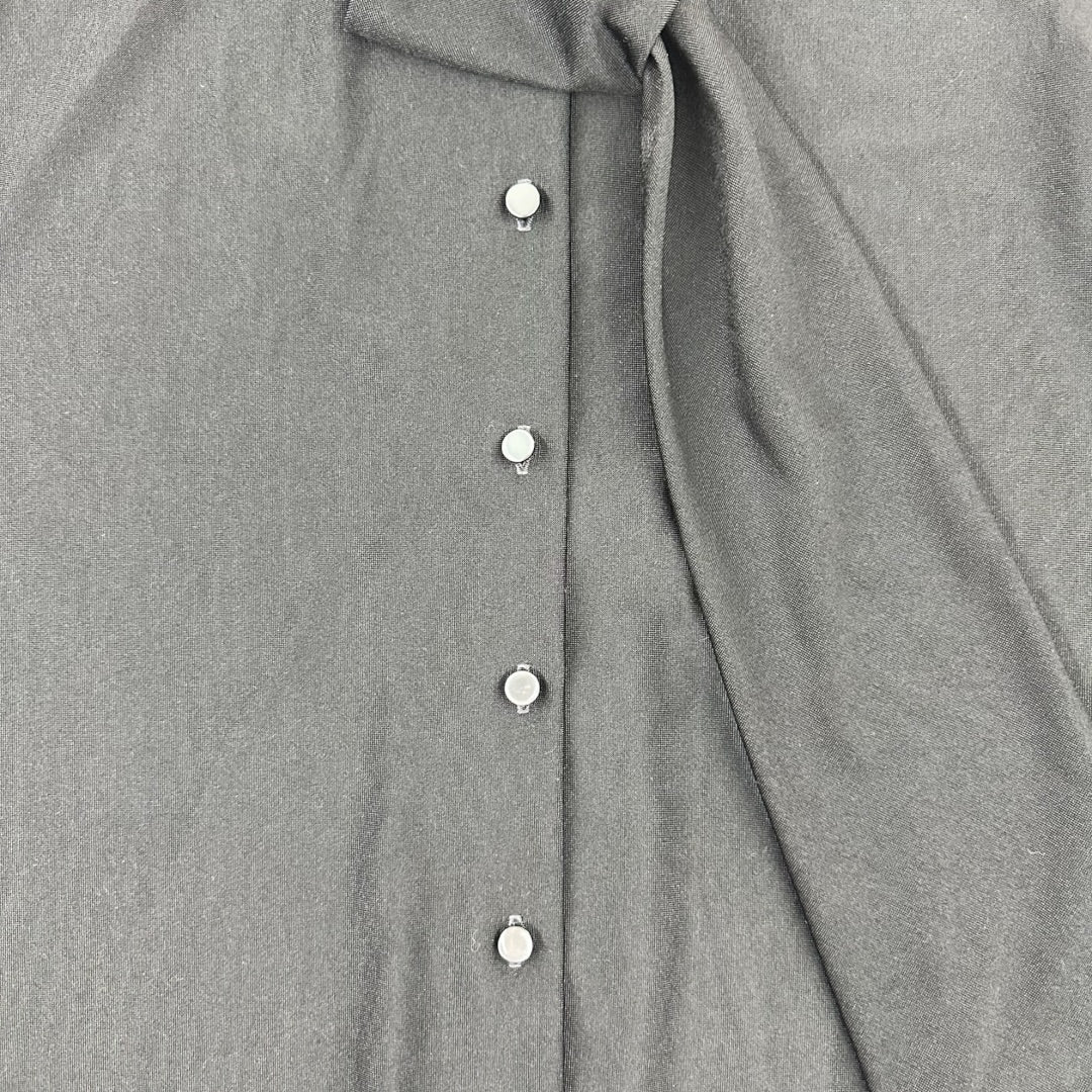Vintage Ship 'n Shore Black Blouse With Tie Neck Detail