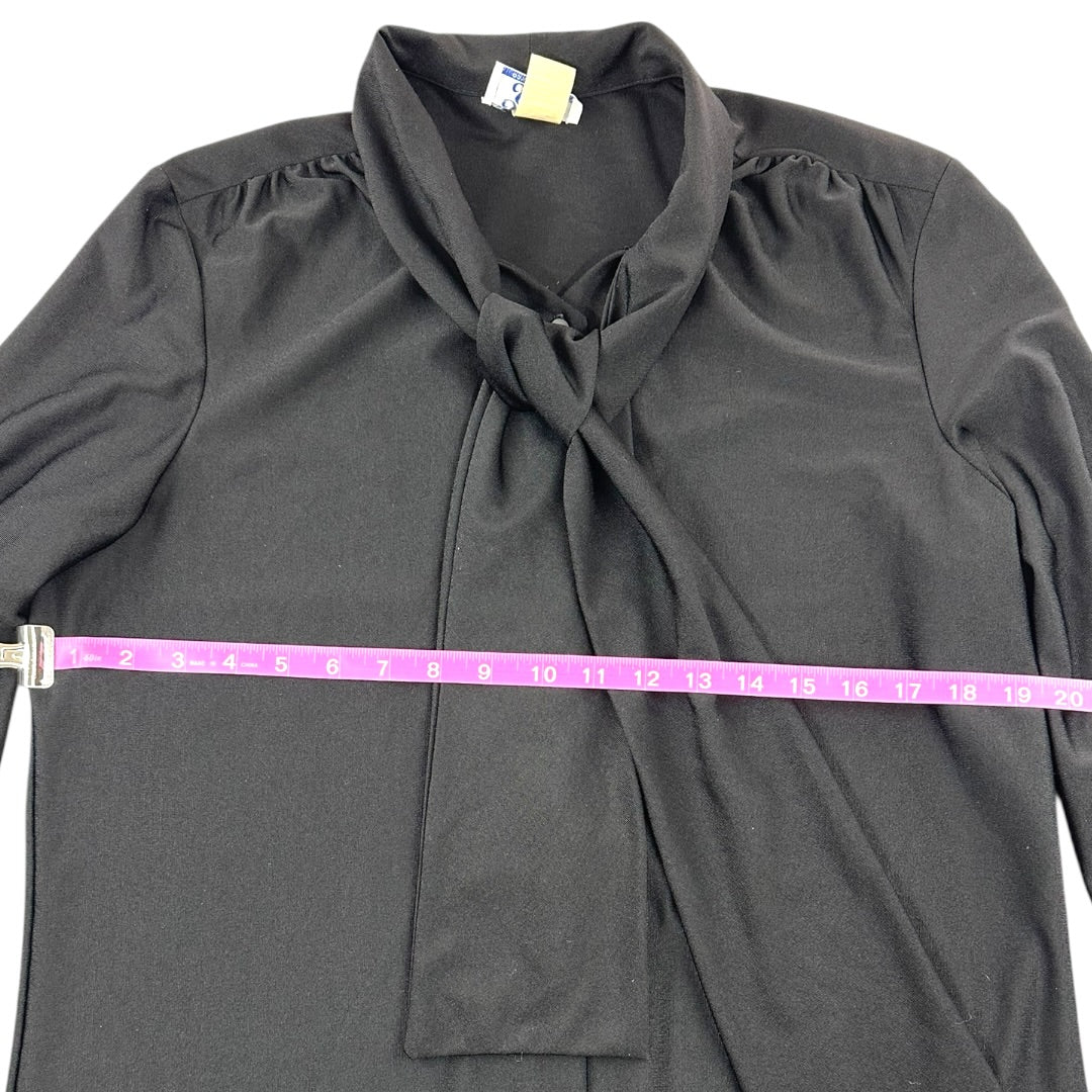 Vintage Ship 'n Shore Black Blouse With Tie Neck Detail