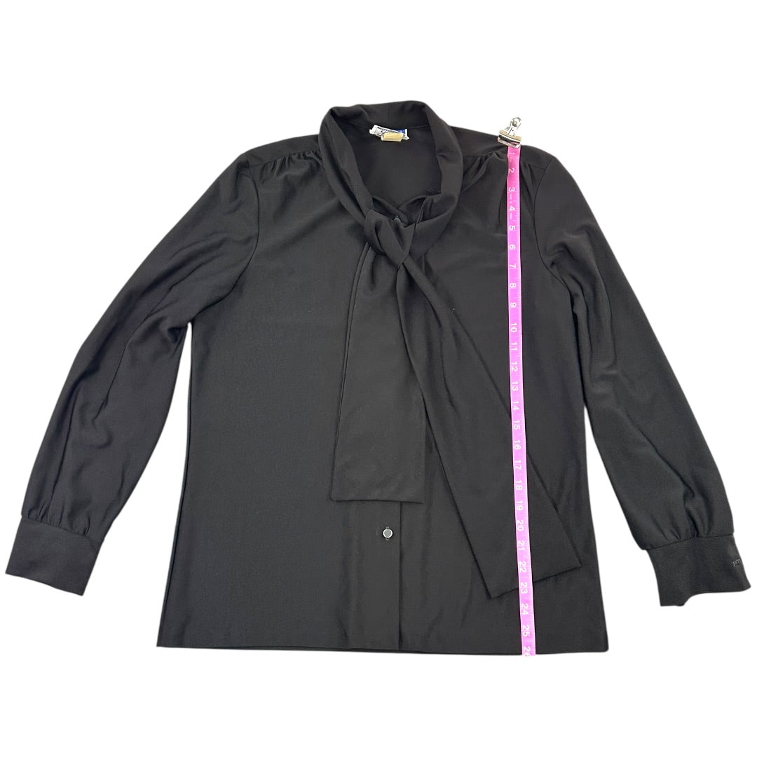 Vintage Ship 'n Shore Black Blouse With Tie Neck Detail
