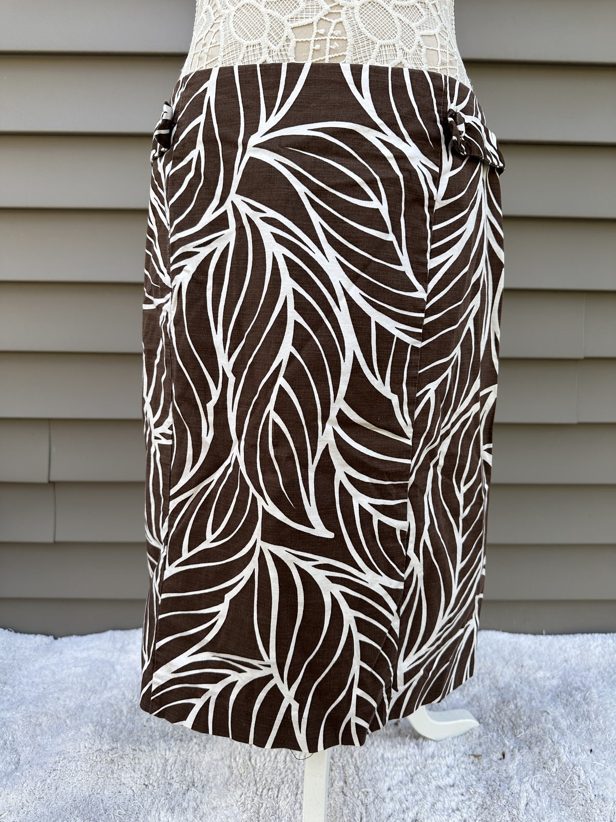 George Coffee House Print Skirt  Brown and Cream