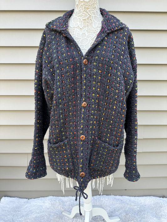 Vintage Multicolor Dotted Knit Cardigan Sweater