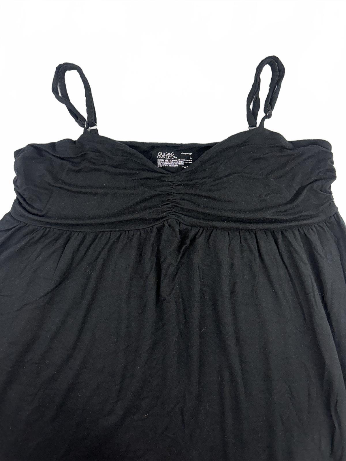 Gilligan O'Malley Black Sleeveless Sleepwear Dress with Ruched Bust and Adjusted