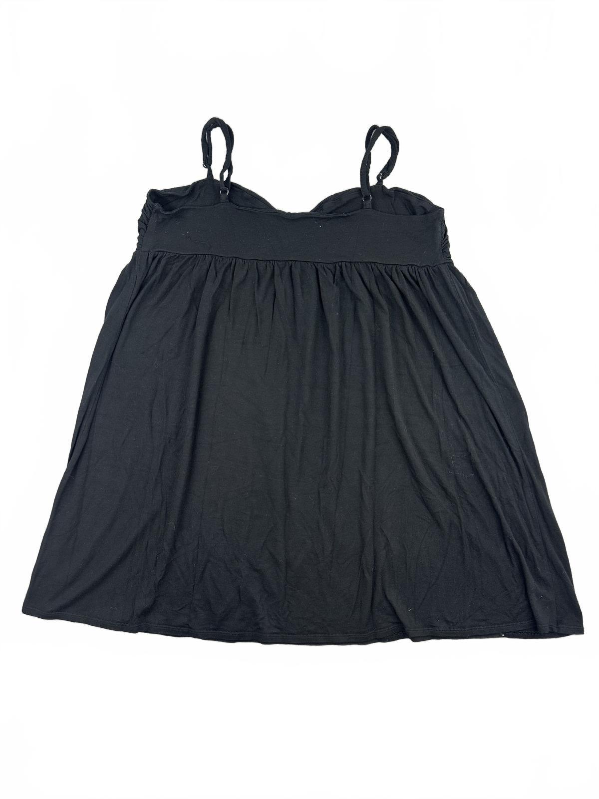 Gilligan O'Malley Black Sleeveless Sleepwear Dress with Ruched Bust and Adjusted