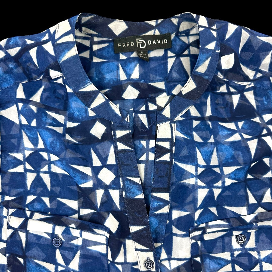 Fred David Geometric Blue Blouse