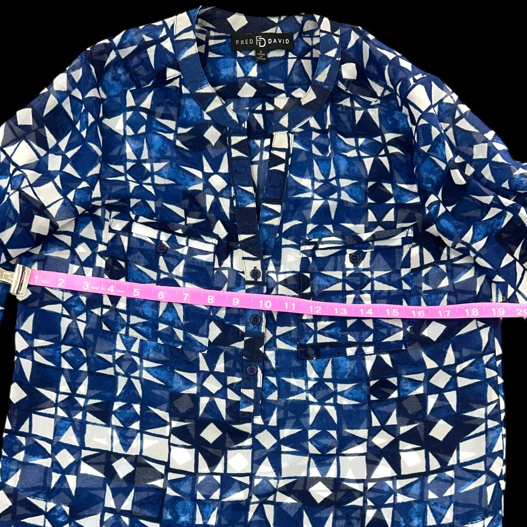 Fred David Geometric Blue Blouse