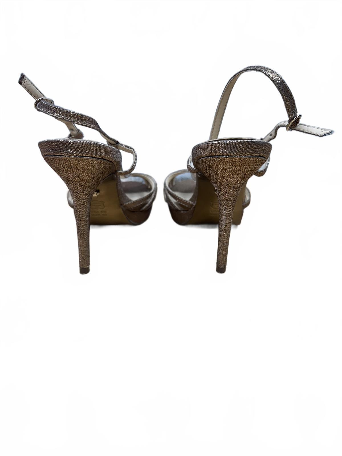 Nina Metallic Strappy High Heel Sandals Bronze Gold Formal Party Glam