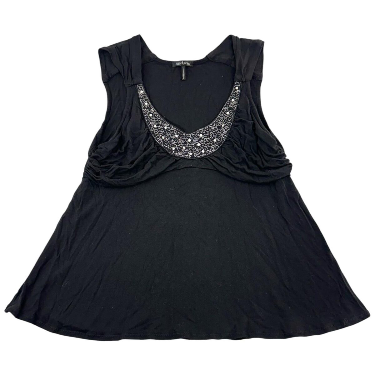 Y2K Daisy Fuentes Goth Glam Embellished Babydoll Top