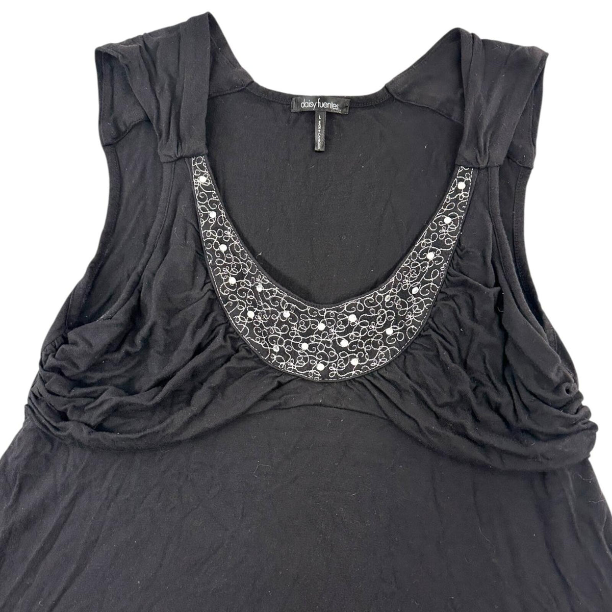 Y2K Daisy Fuentes Goth Glam Embellished Babydoll Top