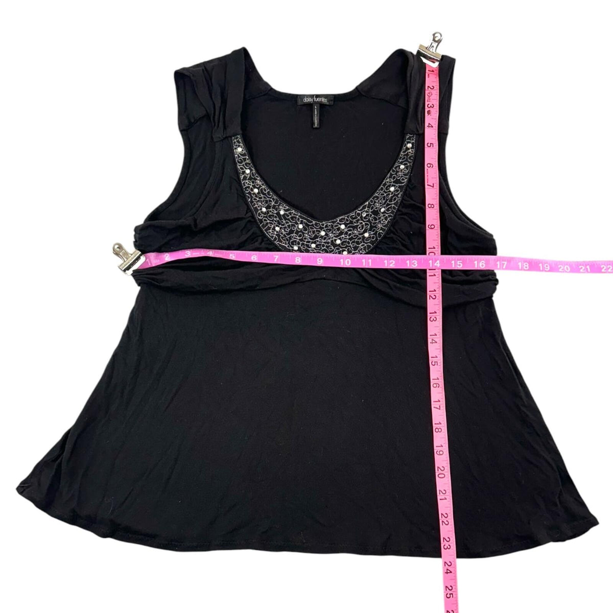 Y2K Daisy Fuentes Goth Glam Embellished Babydoll Top