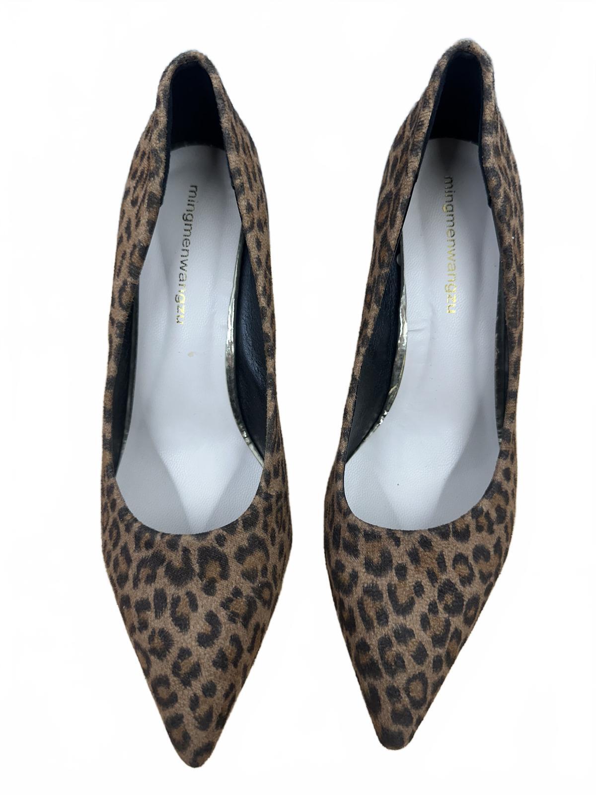 Mingmengwang Leopard Print Pumps Heels Pointed Toe Stiletto