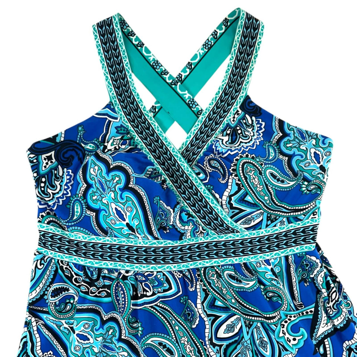 INC International Concepts Blue Paisley Maxi Dress with Empire Waist