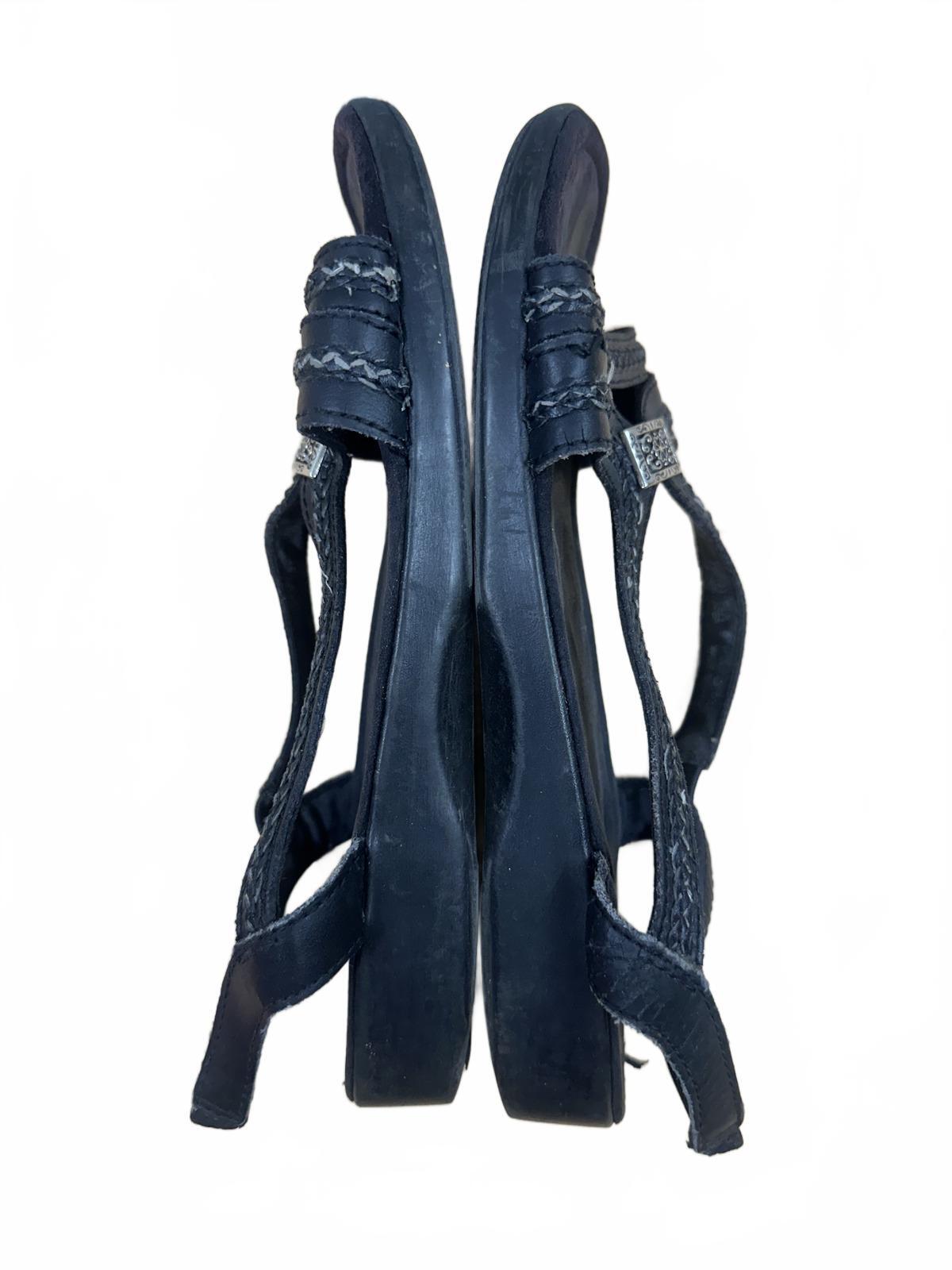 Minnetonka Black Leather Braided Strap Sandals Casual Summer Footwear