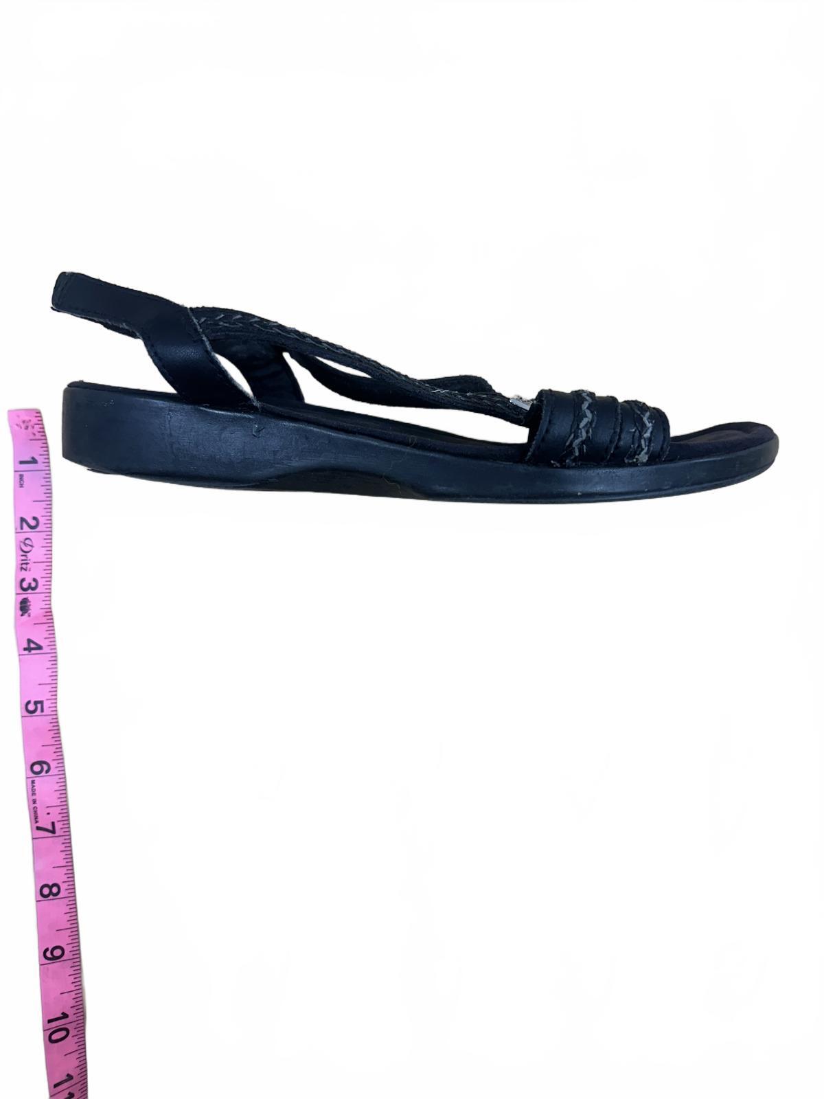 Minnetonka Black Leather Braided Strap Sandals Casual Summer Footwear