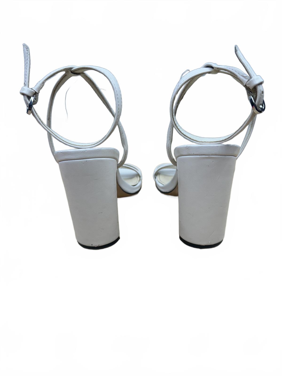 Nine West White Strappy Block Heel Sandals