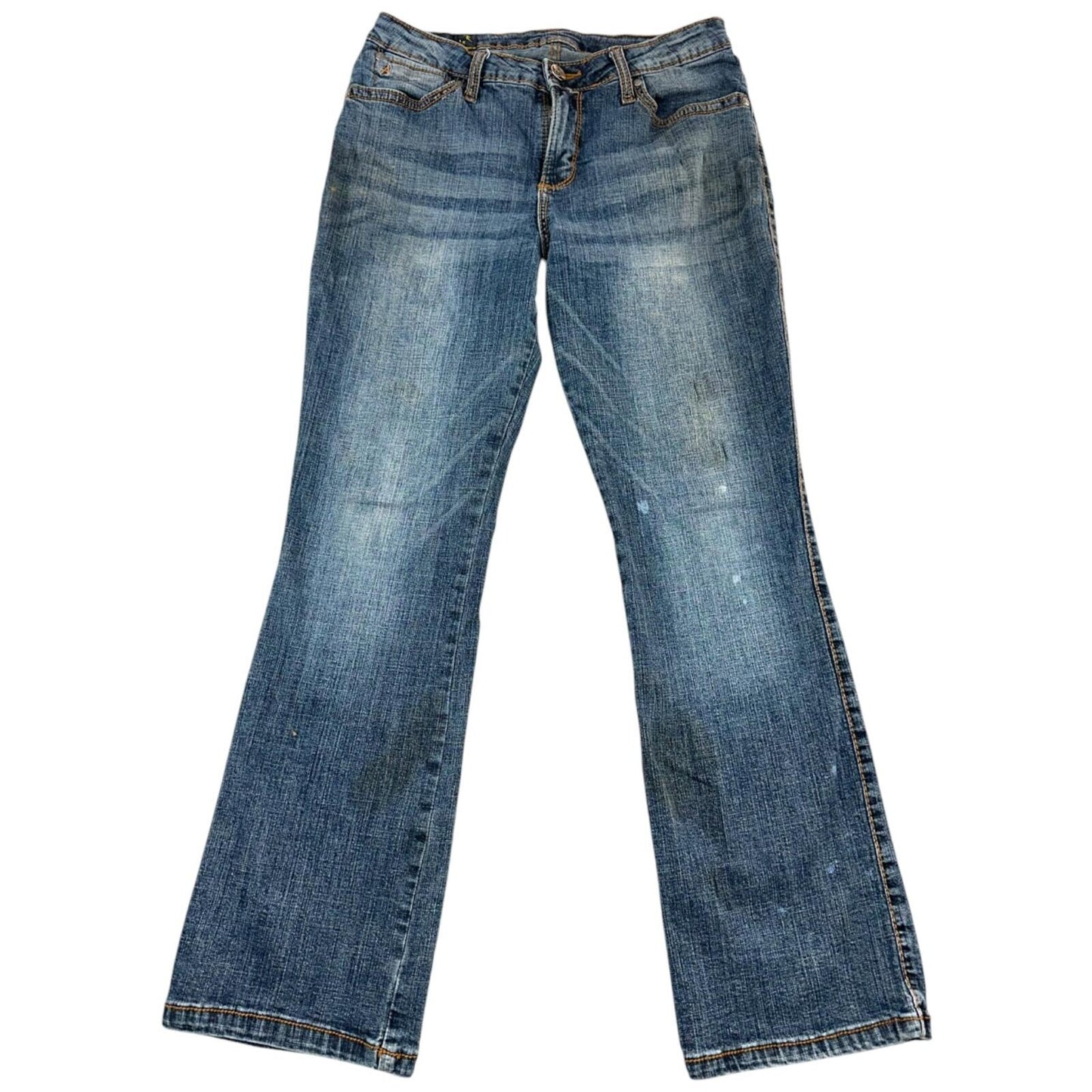 Wrangler Aura Flare Jeans Blue Gray Embroidered Rhinestone