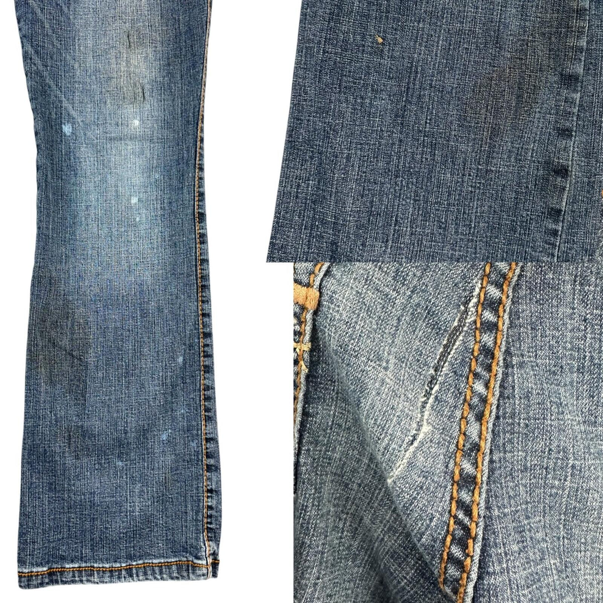 Wrangler Aura Flare Jeans Blue Gray Embroidered Rhinestone