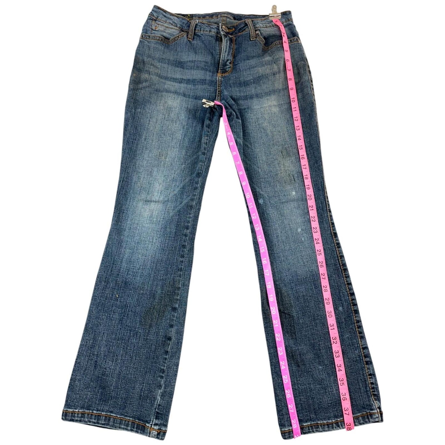 Wrangler Aura Flare Jeans Blue Gray Embroidered Rhinestone
