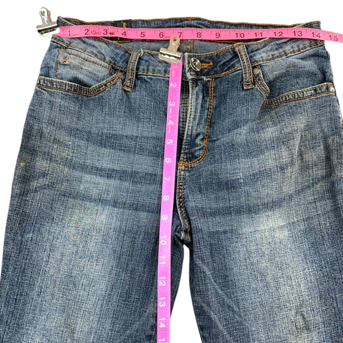 Wrangler Aura Flare Jeans Blue Gray Embroidered Rhinestone