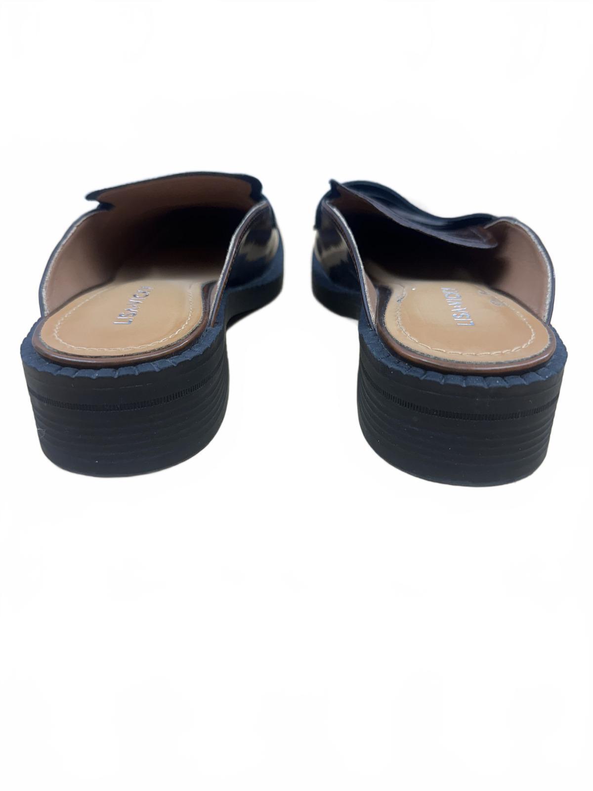 Lisa Vicky Brown Leather Slip On Loafers Classic Contemporary Square Toe Mules