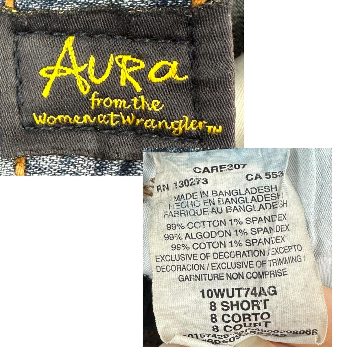 Wrangler Aura Flare Jeans Blue Gray Embroidered Rhinestone