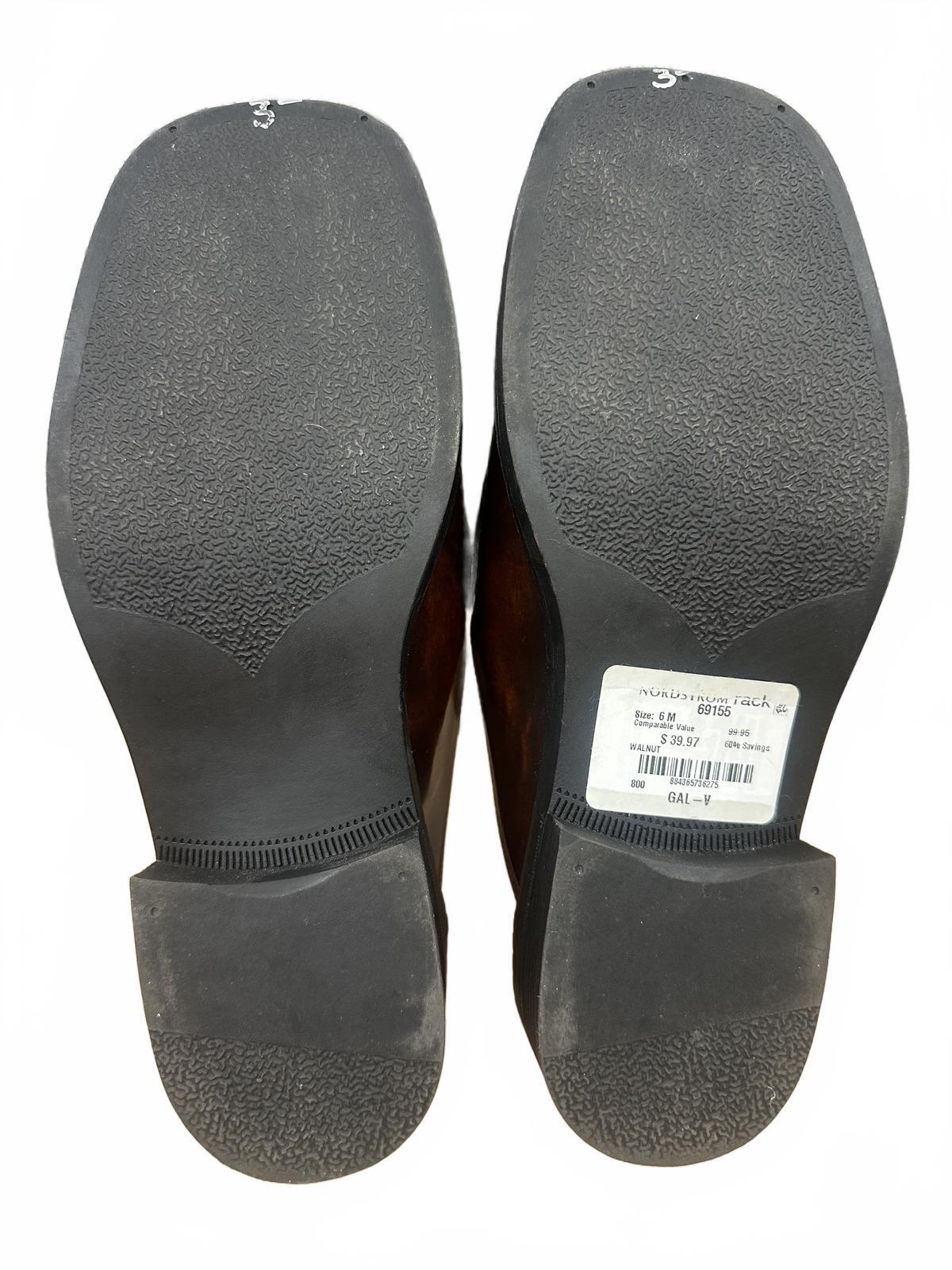 Lisa Vicky Brown Leather Slip On Loafers Classic Contemporary Square Toe Mules