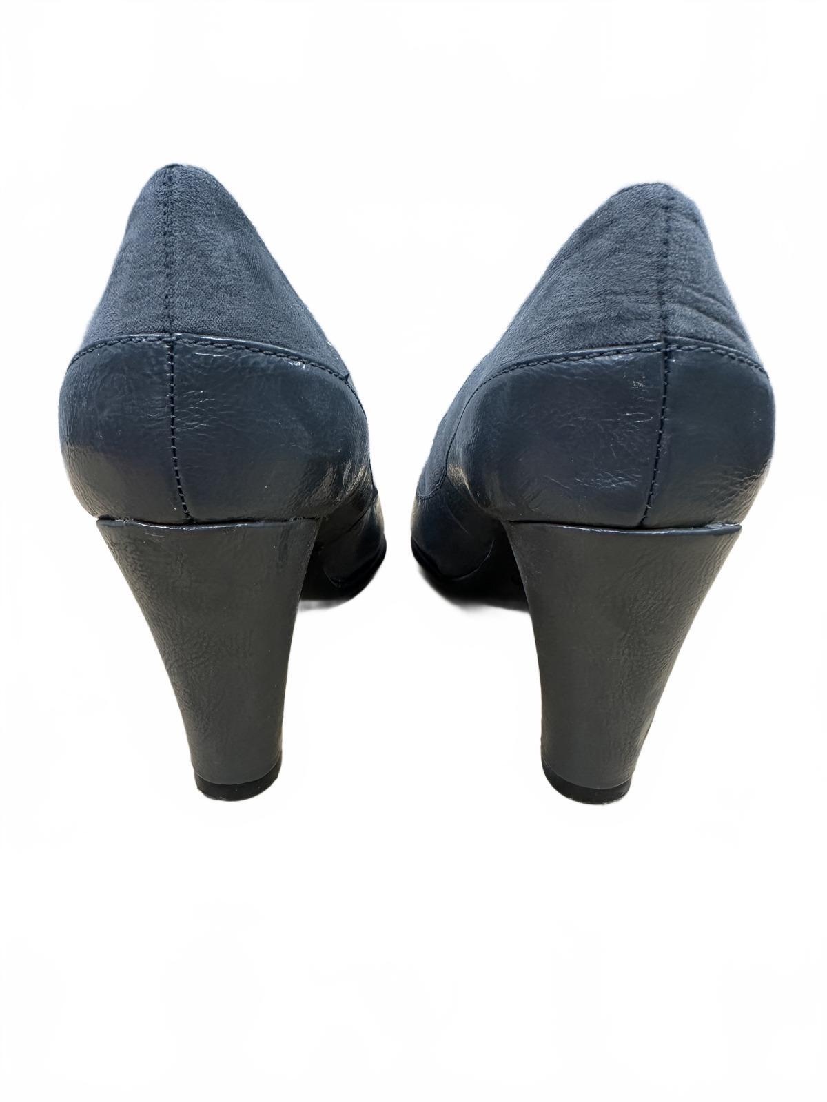 What's What by Aerosoles Gray Suede Peep Toe Heels Classic Vintage Style