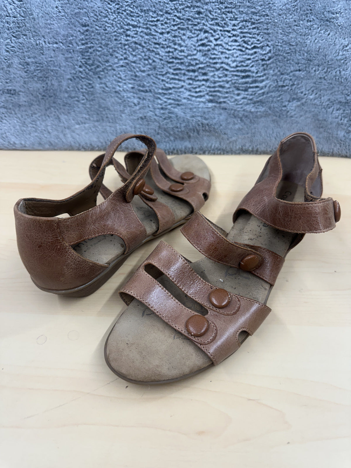 Comfortiva Brown Leather Strappy Sandals Casual Bohemian Summer
