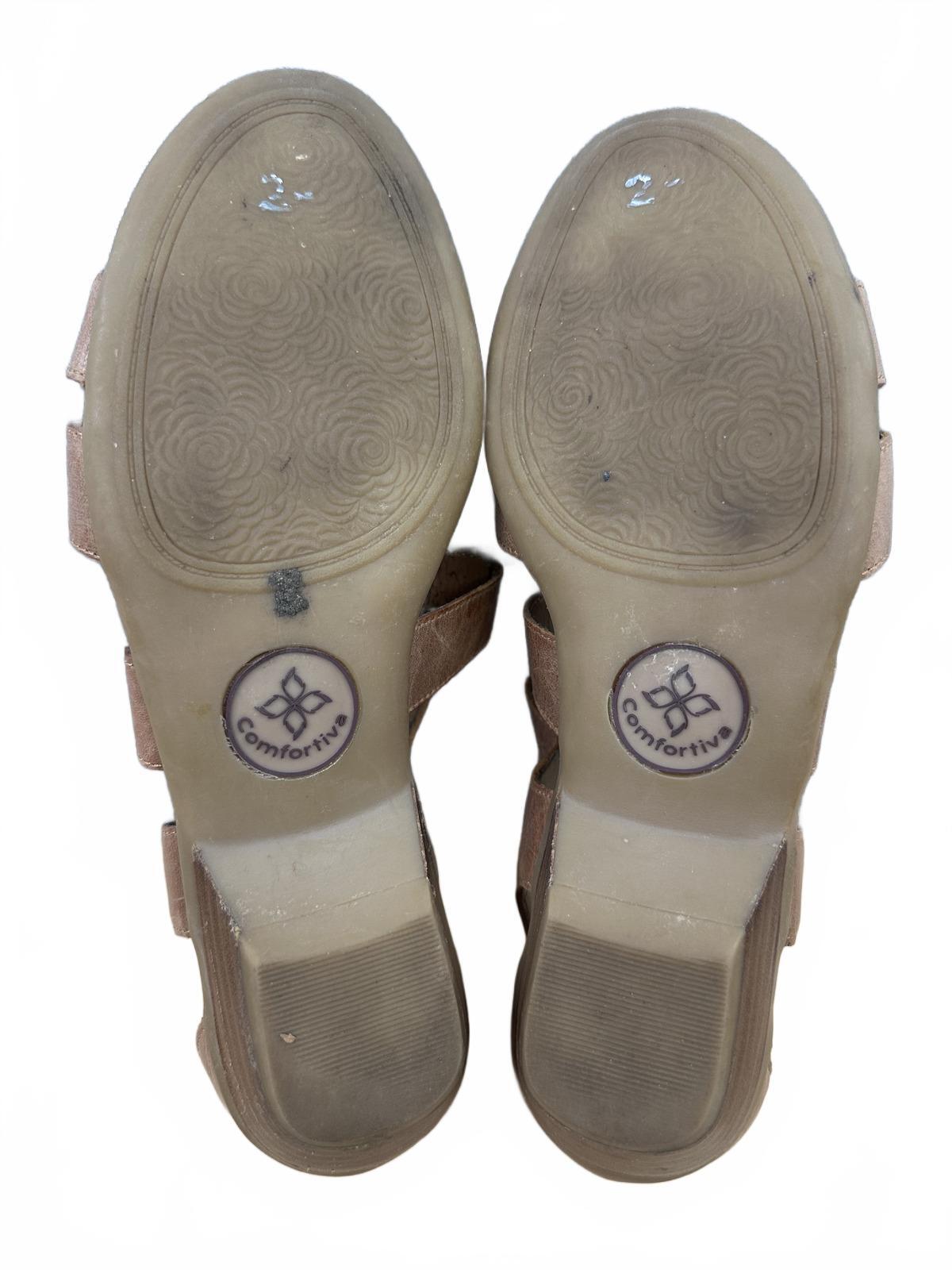 Comfortiva Brown Leather Strappy Sandals Casual Bohemian Summer