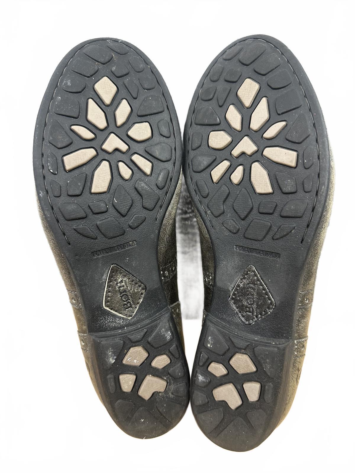 Born Vintage Style Gray Leather Oxford Shoes with Velvet Ribbon Laces