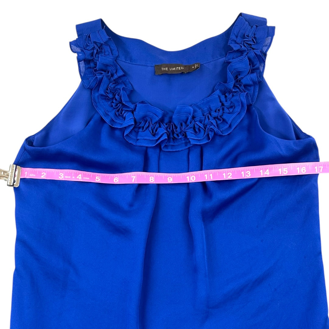 The Limited Royal Blue Sleeveless Ruffled Top