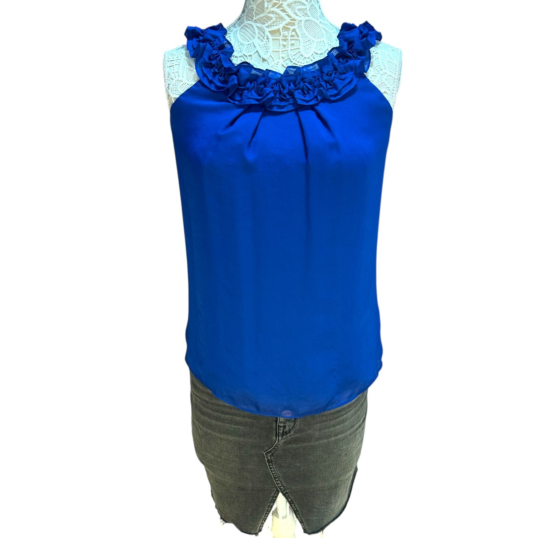 The Limited Royal Blue Sleeveless Ruffled Top