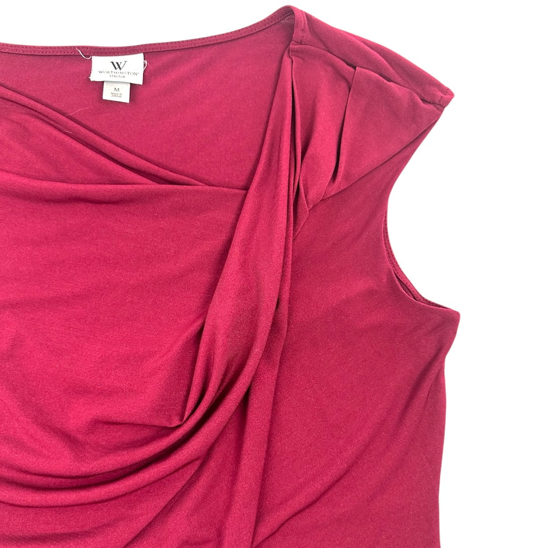 Worthington Stretch Sleeveless Asymmetrical Draped Neckline