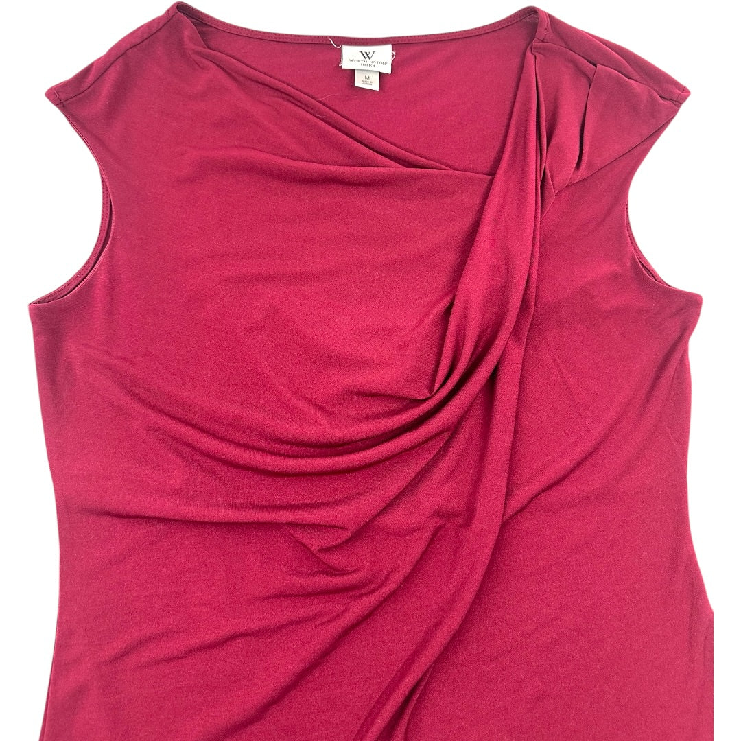 Worthington Stretch Sleeveless Asymmetrical Draped Neckline