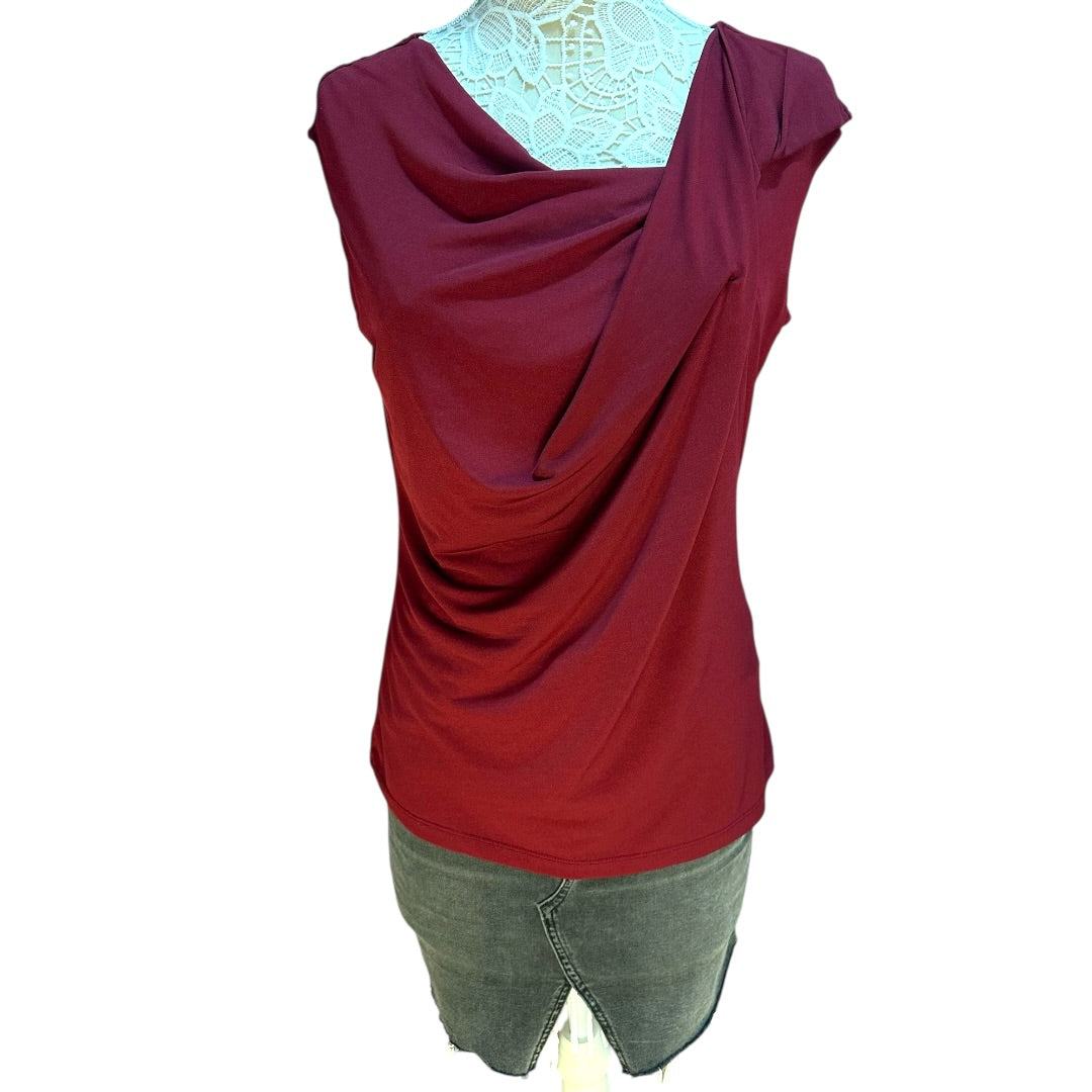 Worthington Stretch Sleeveless Asymmetrical Draped Neckline