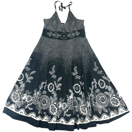 Y2K Charlotte Russe Black and White Floral Halter Dress