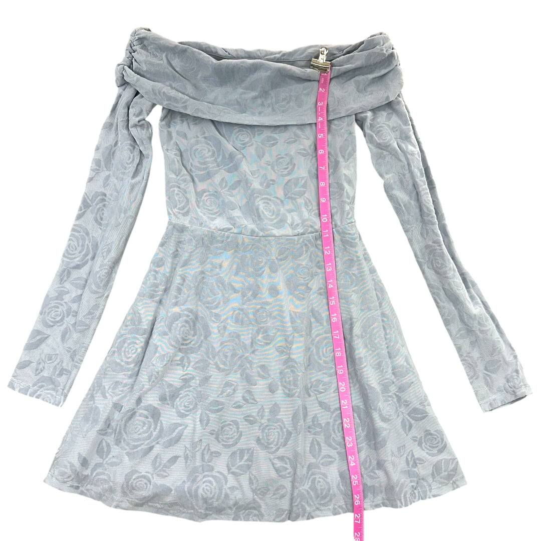 Wild Fable Blue Grey Velvet Rose Mini Dress