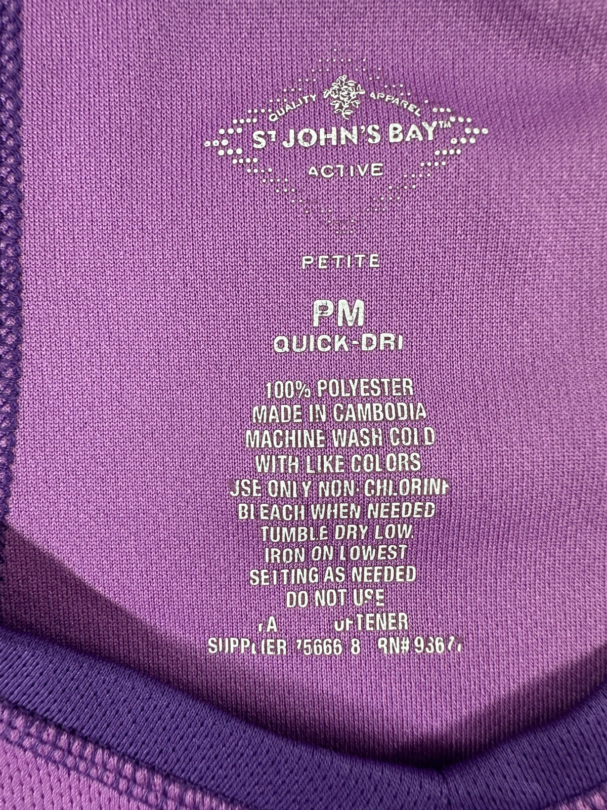 St. John's Bay Purple Quick Dri Activewear Shirt Sporty Athleisure