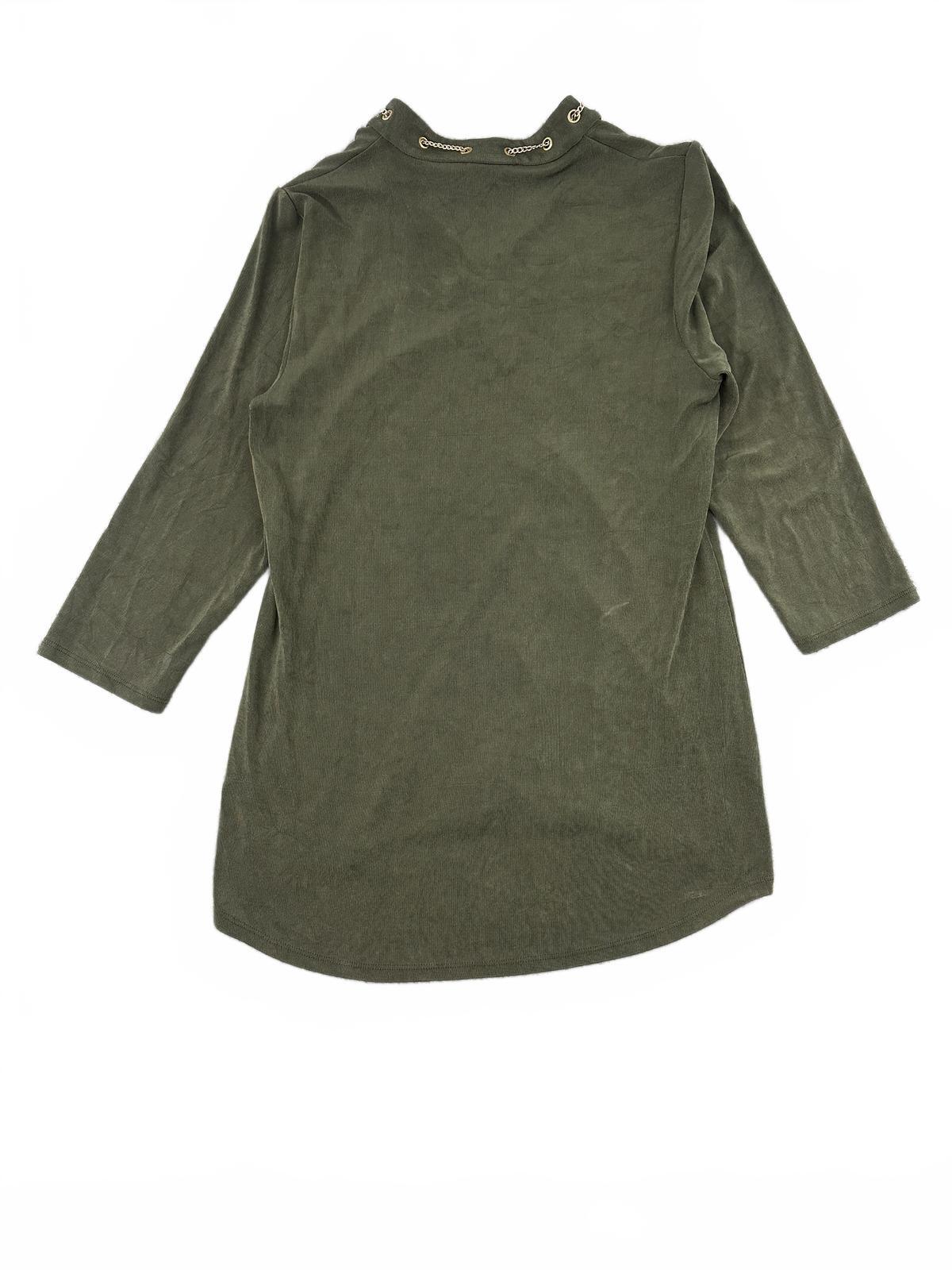 Chico's Travelers Olive Green Tunic with Gold Chain Detail Casual