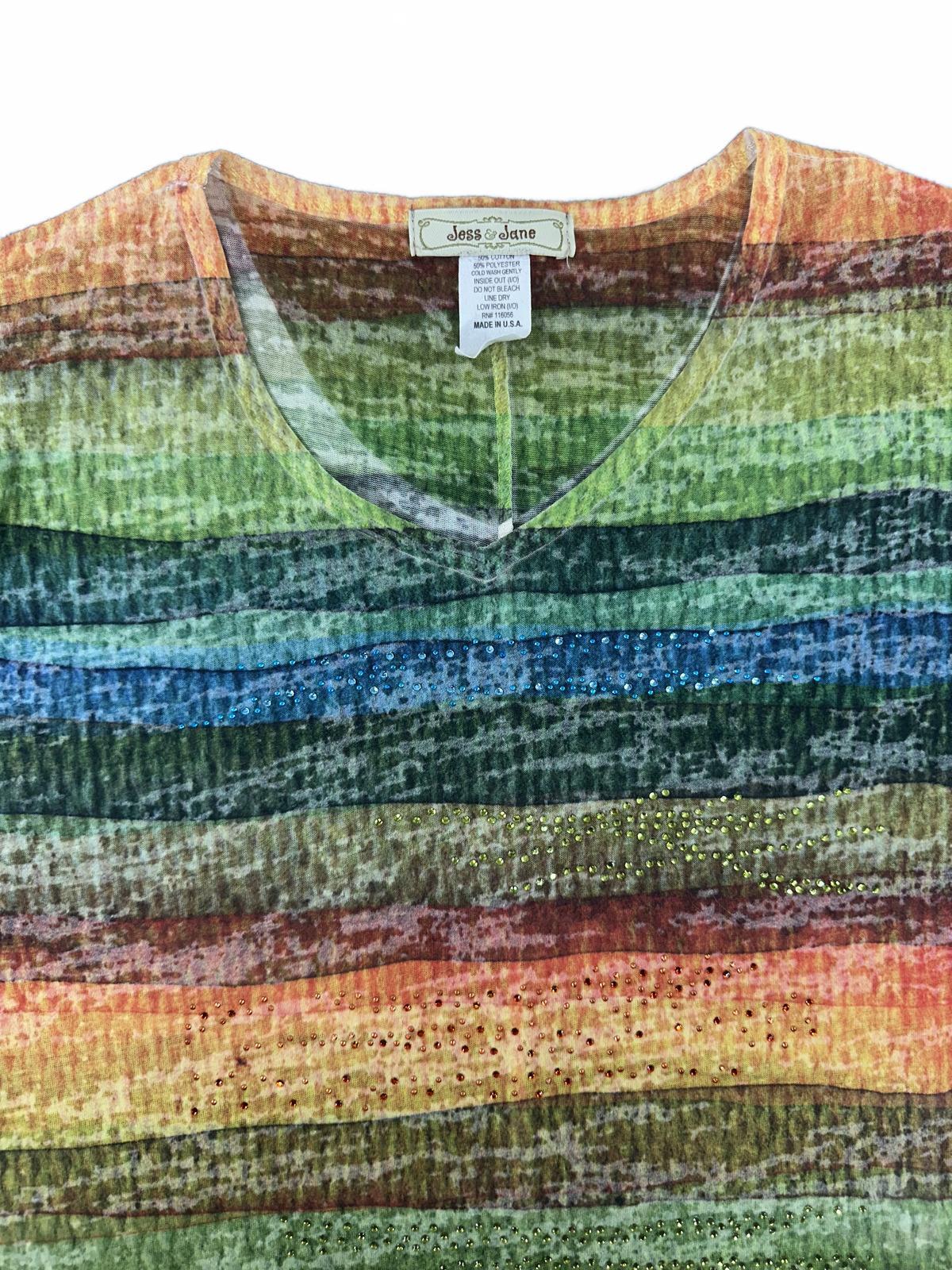 Jess & Jane Bohemian Striped Tunic Sweater in Multicolor with Sparkle Detail
