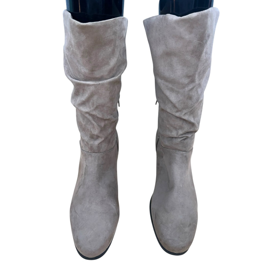 Taupe Suede Slouchy Boots