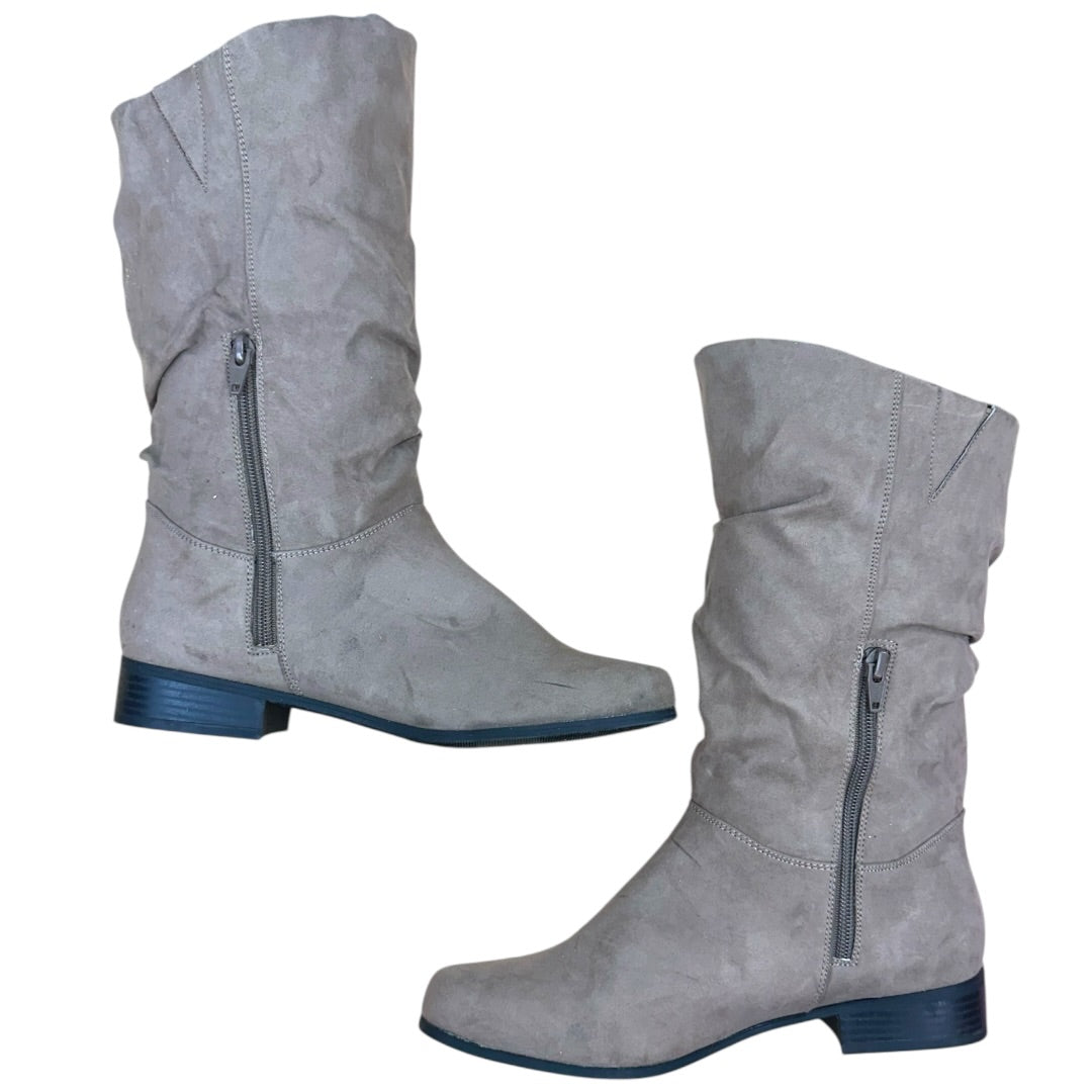 Taupe Suede Slouchy Boots