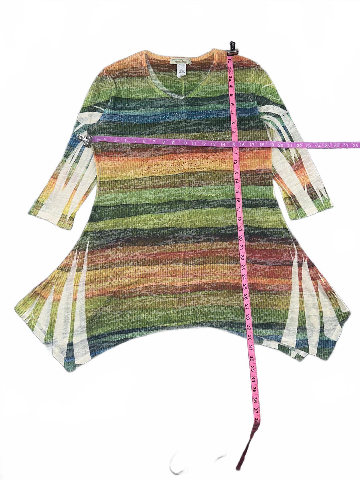 Jess & Jane Bohemian Striped Tunic Sweater in Multicolor with Sparkle Detail