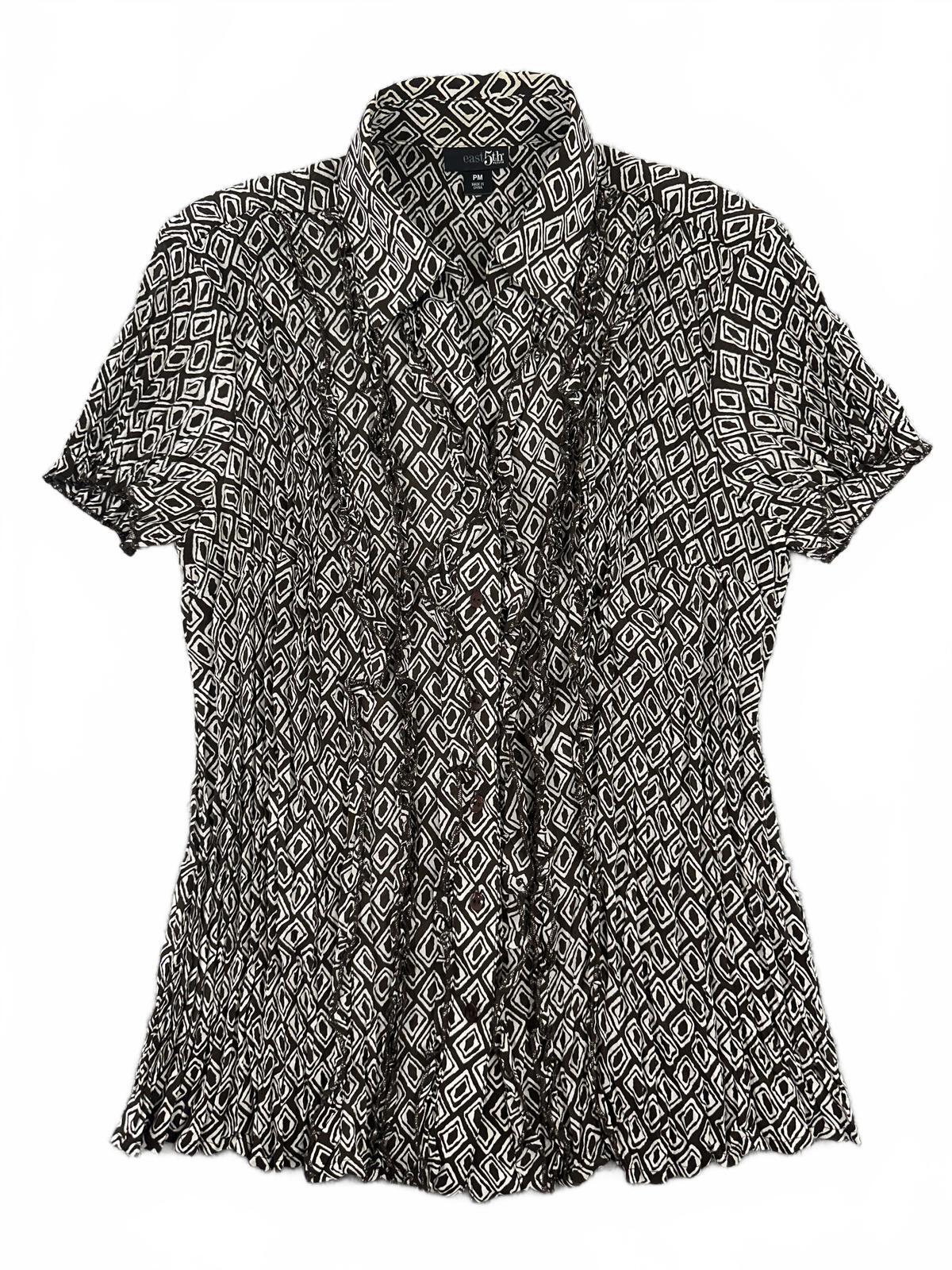 east 5th Black and White Geometric Print Button Up Blouse