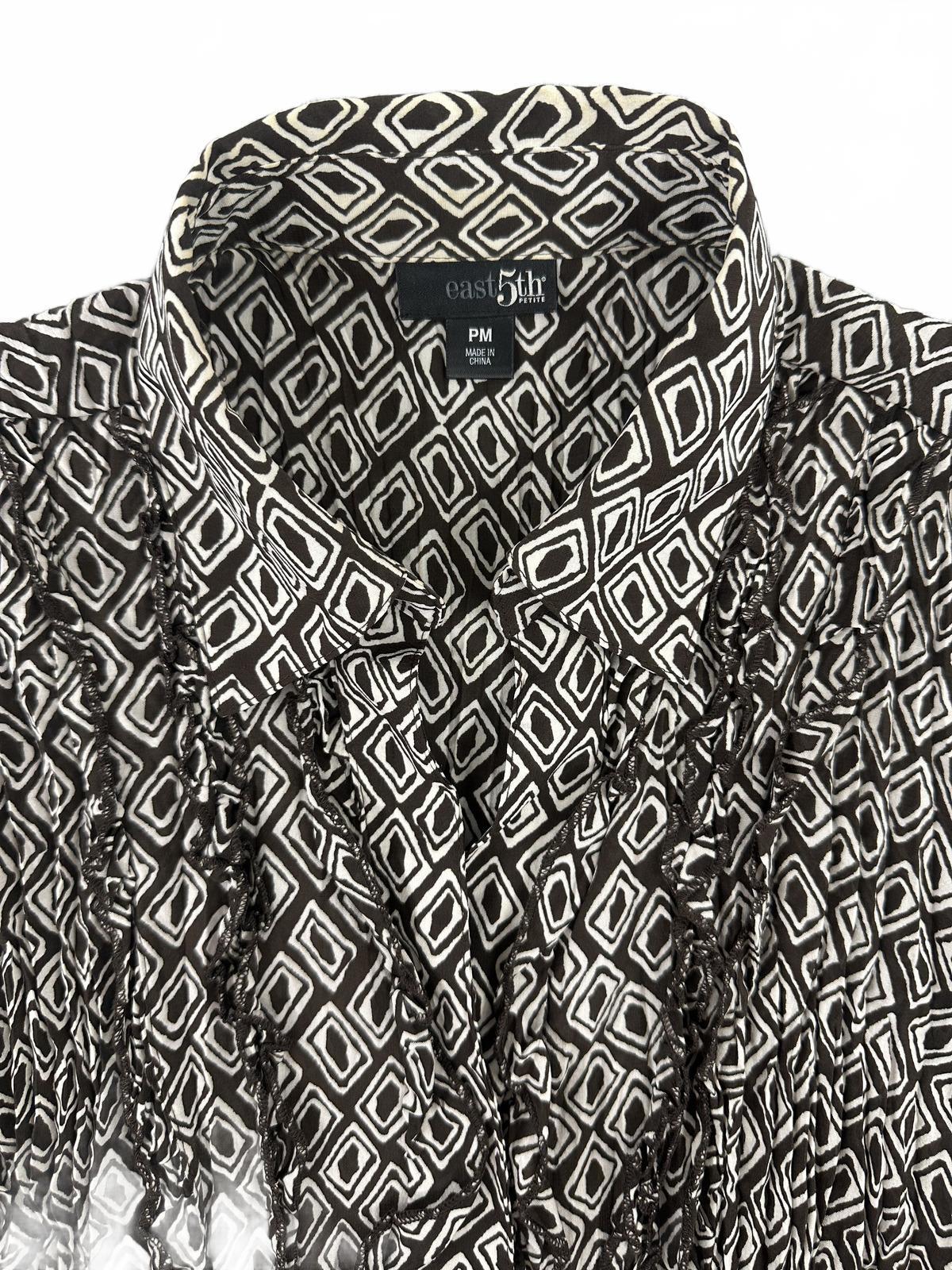east 5th Black and White Geometric Print Button Up Blouse