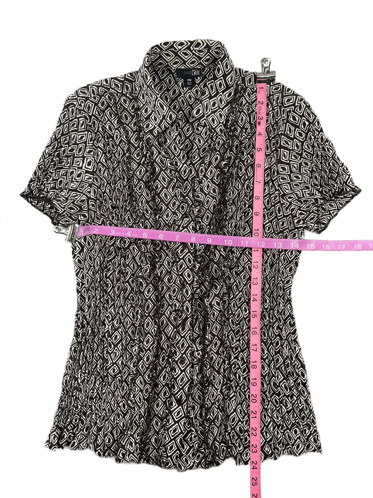 east 5th Black and White Geometric Print Button Up Blouse